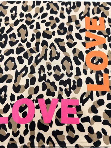 PAÑUELO SEDA PRINT AMOR BEIGE